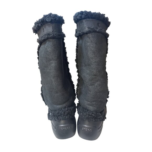 Crocs Black Winter Boots With Faux Fur Lining & Rubber Soles Womens 8 - Picture 6 of 10